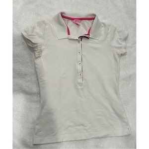 Lilly Pulitzer White and Pink Polo shirt Size S